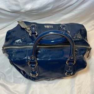 COACH Madison Sabrina Blue Patent Satchel 14179 & Coin Purse